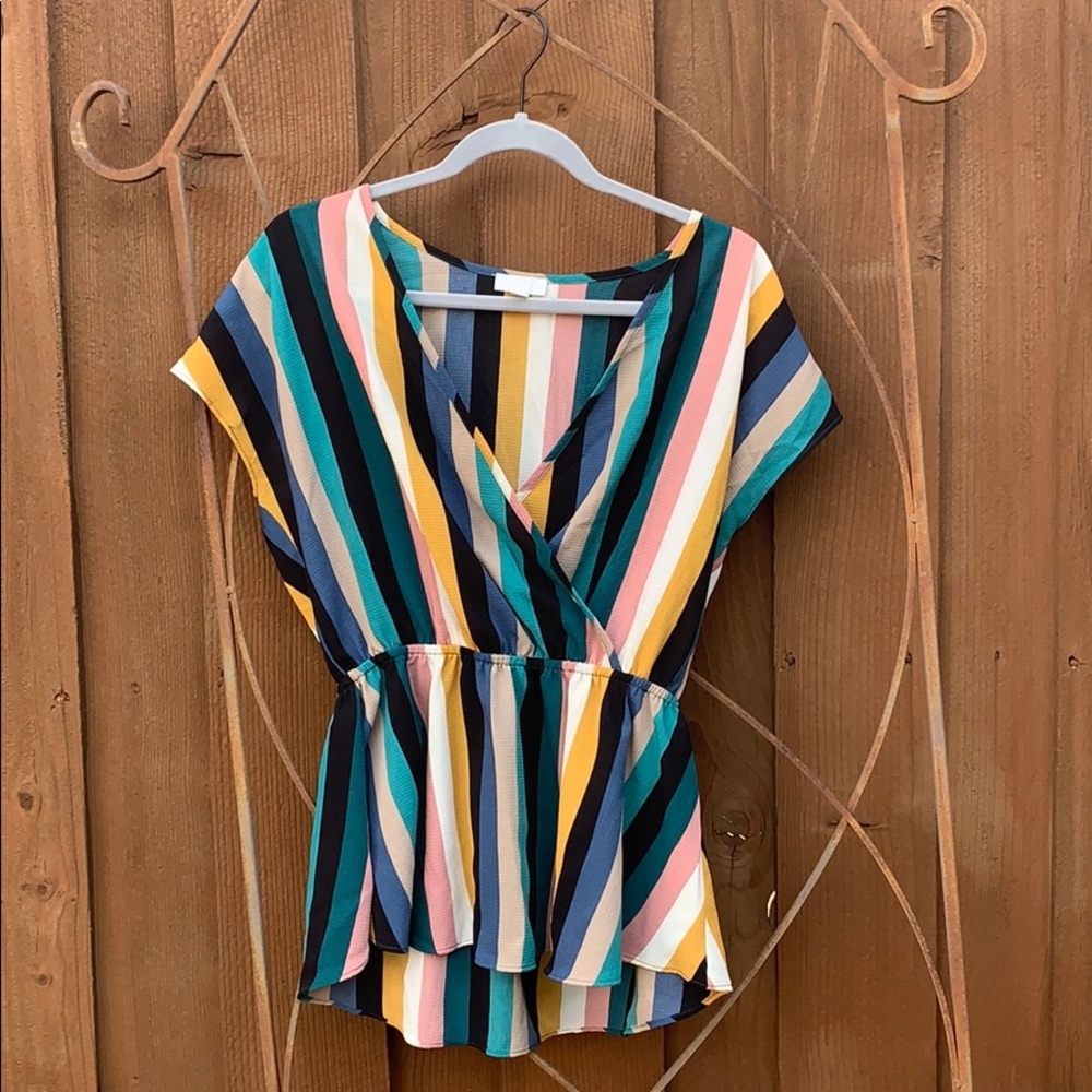 Striped Blouse with Cinched Waist